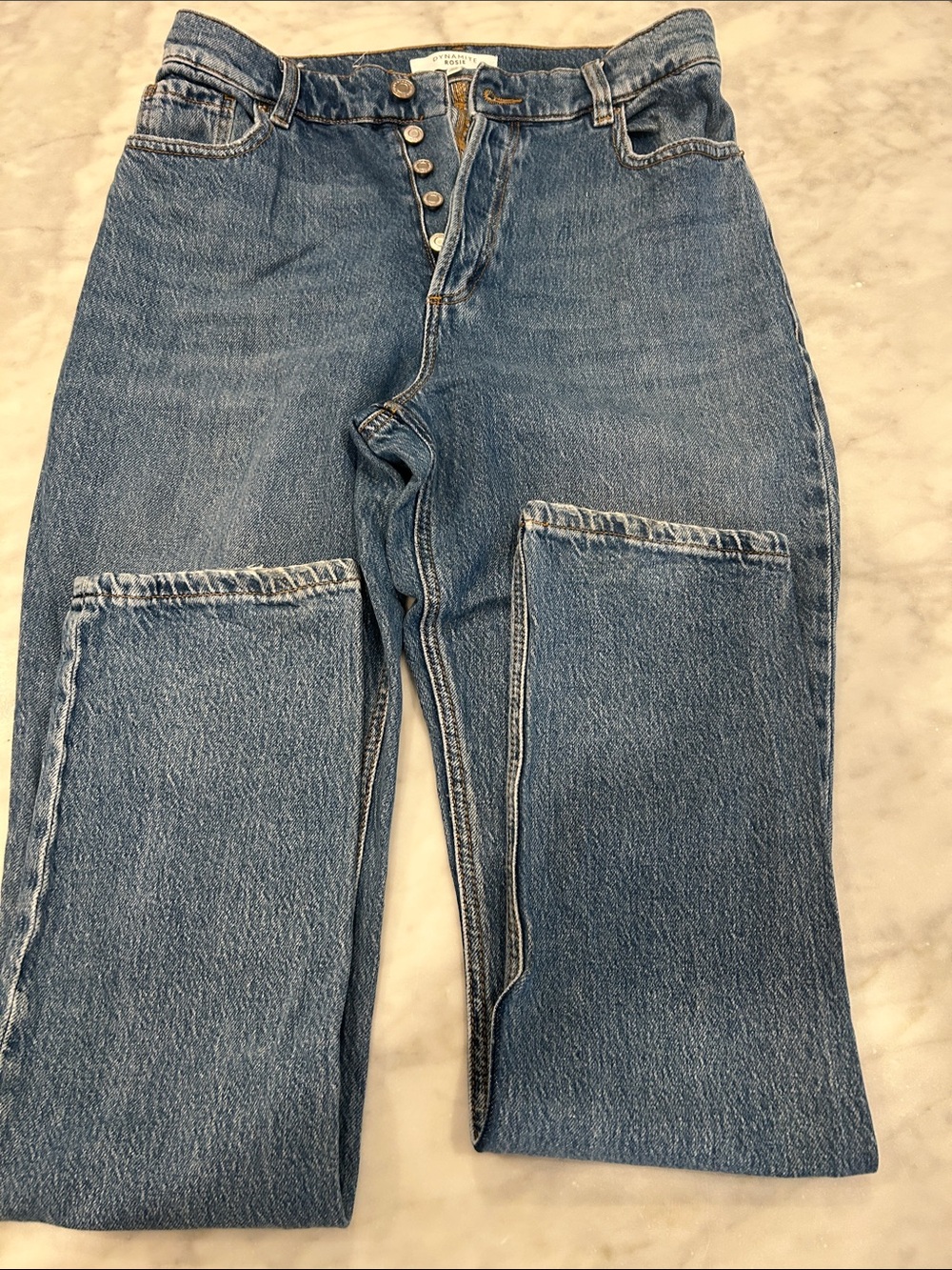 Dynamite Women’s Blue High-Rise Button-Fly Jeans